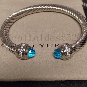 15 David Yurman 7mm Double Bit Sapphire and Diamond Bracelet